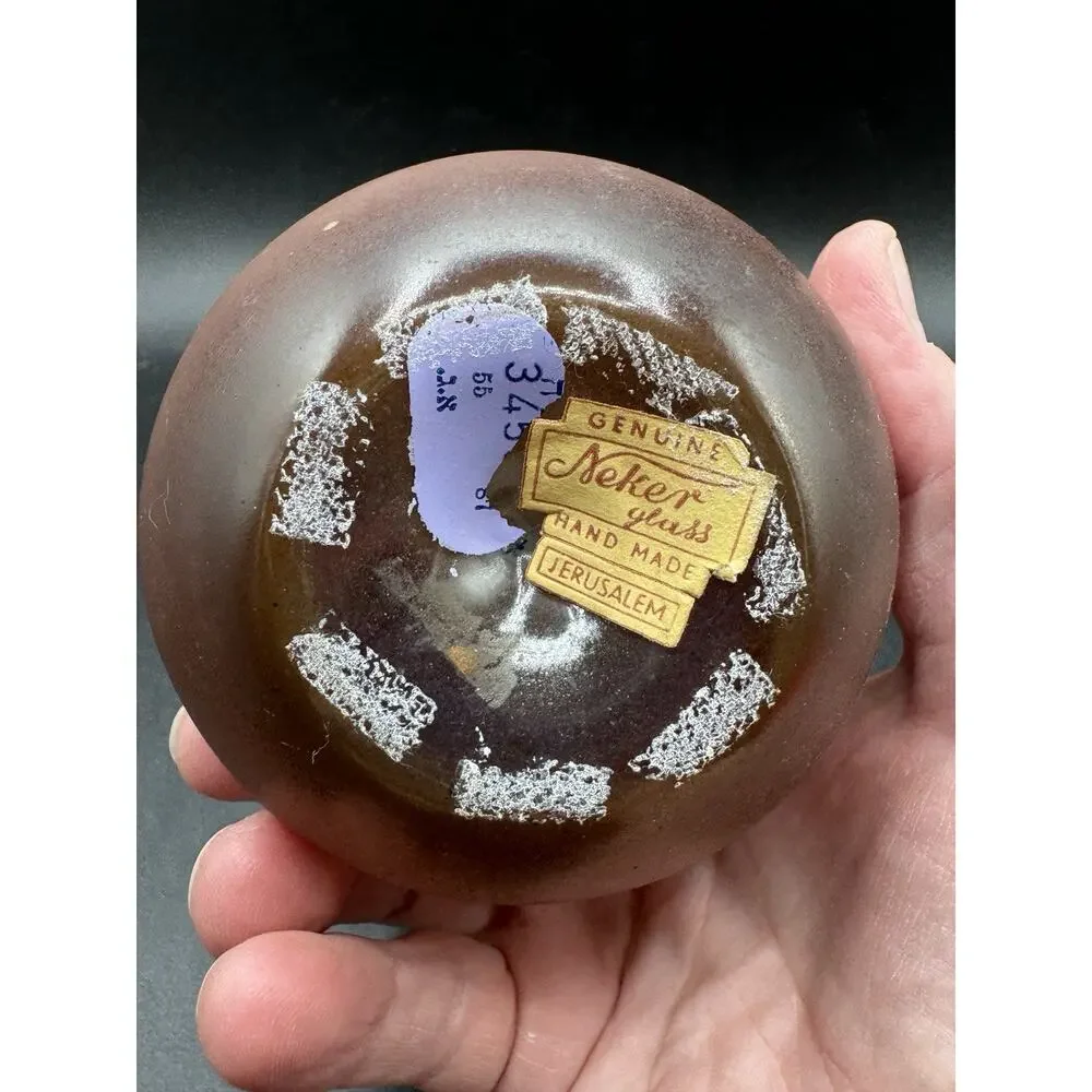 Genuine Israeli NEKER ART GLASS VASE Unique Handmade Delicate Frosted W Tag -S1R